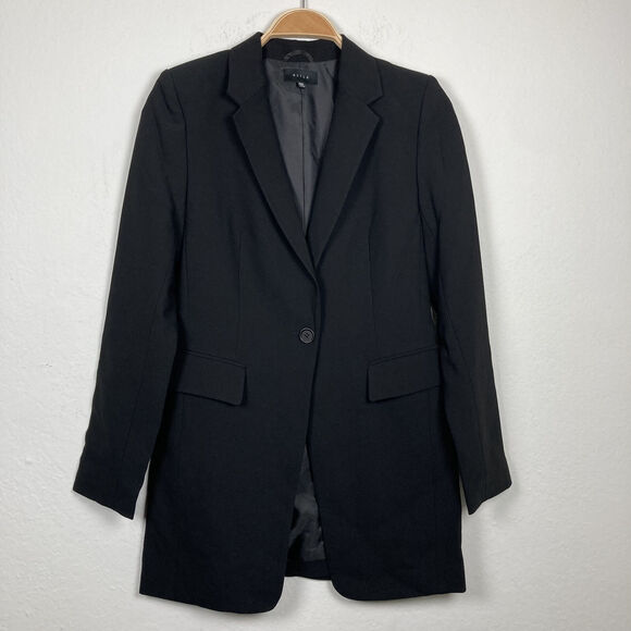 DSTLD WOMENS BLACK LONG SLEEVE ONE BUTTON OVERSIZED FORMAL BLAZER JACKET SIZE XS - Picture 4 of 9